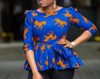 African clothing Top Ankara peplum top African women blouse