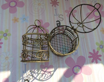 1pcs antique bronze bird cage findings 75x45mm