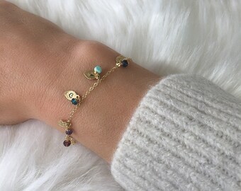 Personalized Birthstone, Initial Bracelet - Jewelry Gift For Mom - Family Tree Bracelet Gift - Birthstone Gift - Gift For Friend