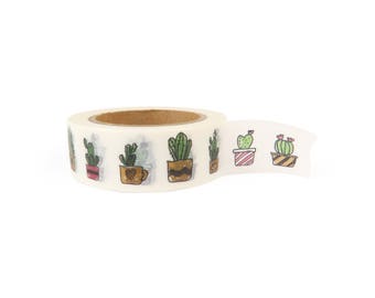 Washi tape - cactuses, stationery, stationary, LittleLeftyLou, Snail Mail, Happy mail, masking tape, 10 meter, cactus, plant lover, cacti