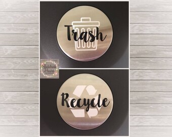 Trash Recycling Can labels, trash bin decal, recycling bin decal, trash decal, kitchen label, sticker, waste basket label, garbage can label