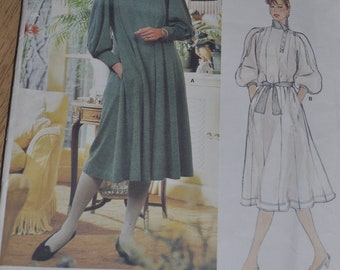 Retro 1980's "Jean Muir" Vogue Designer Original Pattern 1201 Dress UK Size 12 - Uncut