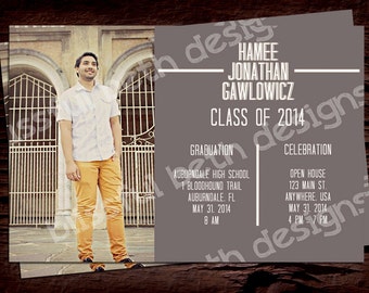 PERSONALIZED GRADUATION INVITATION Modern Graduation Invitation, Photo Graduation Invitation, Photo Grad Invite