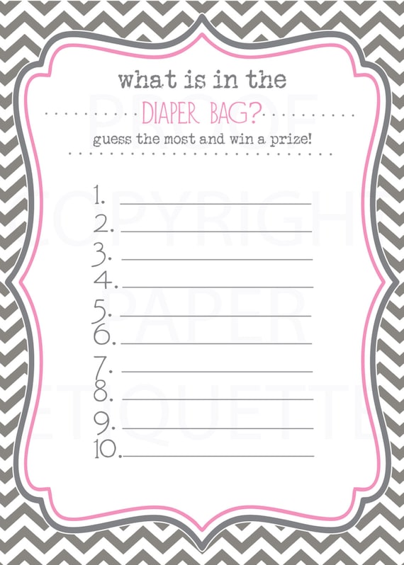 Diaper Notes Baby Shower Games