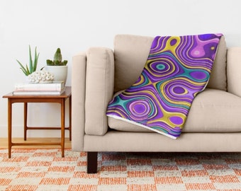 Purple Throw Blanket-Bed Blanket-Abstract Fleece Blanket-Coral Fleece Blanket-Teen Bedroom-Home Decor-Sofa Throw-30x40/50x60/60x80/88x104