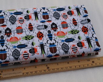 1/2 Yard Novelty Cotton Fabric Multi Color Bugs
