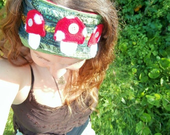 Toadstool Headband, Dreadband, Hair Wrap, Gypsy, Pixie, Festival, Re-cycled, Adult one size
