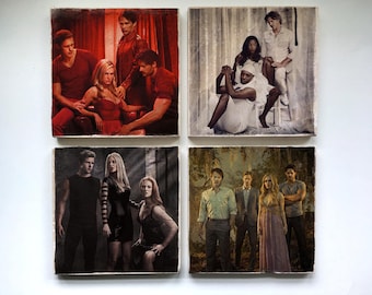 True Blood Stone Coasters (Set of 4) - Sookie Stackhouse Eric Northman Bill Compton Sam Merlotte Pam Lafayette Jessica Tara Alcide Jason