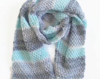 Open Ended Scarf Grey knit scarf Knit Blanket Scarf Knitted Scarf Knit Long Scarf Wool Soft Scarf Men Scarf Huge Blanket Scarf Scarves