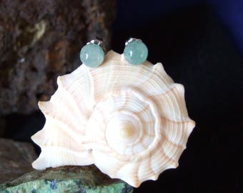 Green 6mm Aventurine Stud Type Earrings Earings Titanium Posts and Clutches Hypo Allergenic Handcrafted Vitality