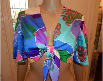 Vintage Kiyomi Pin Up Crop Top Tiki Tropical