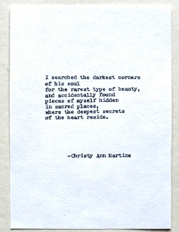 Romantic Gift for Him - Wall Art - Love Quotes - Poetry - Typed with Vintage Typewriter - Christy Ann Martine Poems