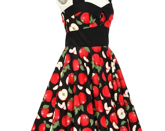 Apple Dress Summer Dress Fruit Dress Pinup Dress Sun Dress Holiday Dress Party Dress Plus Size Dress Halter Dress Swing Dress Tea Dress