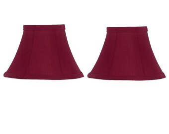 5 Inch Set of 2 Red Dupioni Silk Chandelier Shades Mini Clip on Bell Shades (Ui15)