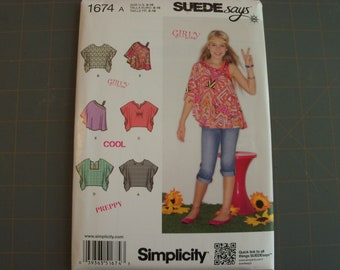 Simplicity 1674 Girls Tops Sizes 8-16 NEW sewing pattern