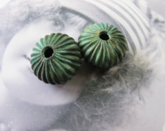 20mm Brass Verdigris Beads 1113VER x2