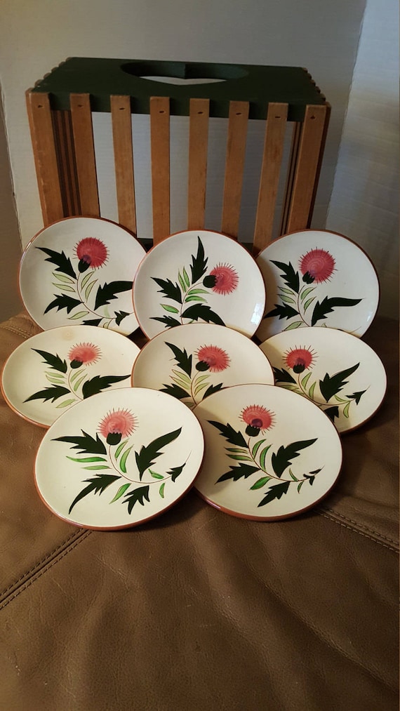 Stangl Pottery 8 Small Plates Thistle Pattern Hand Painted