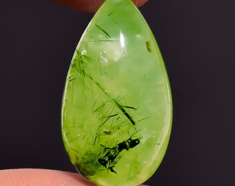 41.8 Ct. Natural Prehnite Pear Cabochon Loose Gemstone 31X17X10 mm HB-1440