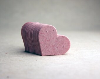 Seed Paper Hearts 1.75" x 1.5" Wildflower set of 50 Pink Lotka Recycled Fibers