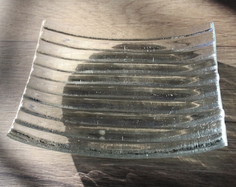 Soap Dish / Spoon Rest - Clear Fused Glass