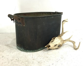 Vintage Copper Boiler, Rustic Copper Tub, Farmhouse Canning Tub, Copper Tub, Antique Copper Boiler, Garden Decor, Planter