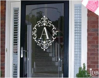 PERSONALIZED Monogram Glass Storm Door Decal - Door Decal