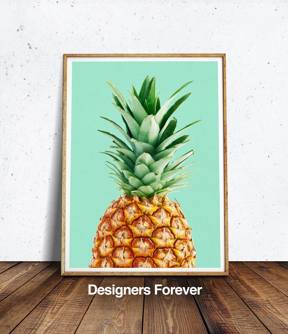 Pineapple Print Tropical Fruit Wall Art Decor Colourful