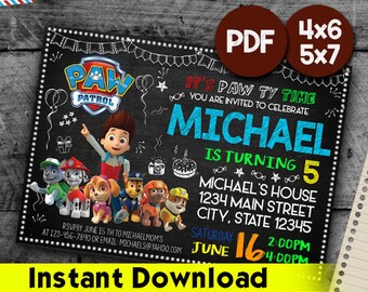 Paw Patrol Invitation, Paw Patrol Birthday Invitation, Paw Patrol Invitation Instant Download, Paw Patrol Invitation Boy, Editable Pdf