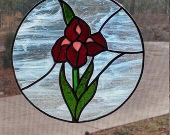 Stained Glass Iris Medallion