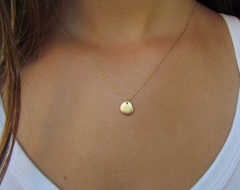 Simple Gold Necklace, Gold Disc Necklace