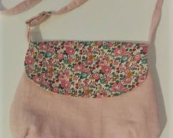 Shoulder bag adjustable linen and liberty