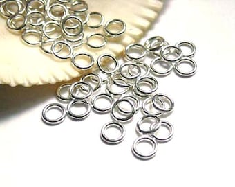 50/100 Silver Plated Jump Rings 6mm, Closed Loop - 7-12