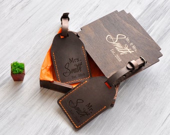 Luggage Tag Travel Accessories Personalized Leather Tags Travel Gift for Couple Engraved Bag Tag Custom Baggage Tag Mr and Mrs Wedding Gift