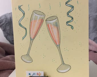 Champagne Clink Birthday Card