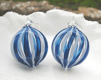 Murano Striped Blown Glass Earrings