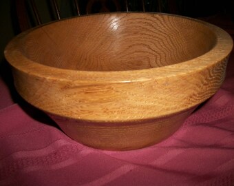 handcrafted solid oak large wood bowl 9.5" OOAK Tung oil finish Eco Friendly