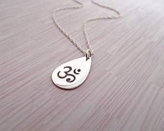 Om Necklace, Ohm Necklace, Sterling Silver Necklace, Yoga Necklace, Om chain