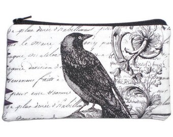 Victorian Gothic Raven Makeup Bag Zipper Pouch Wallet Gadget Bag Clutch