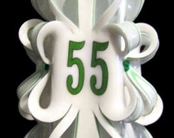 55th Anniversary Candle - Hand Carved Candle Set - Golden Anniversary Gift - Personalized Carved Candle
