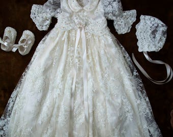Vintage Christening gown for baby girls baptism G001 Burbvus