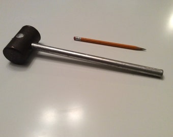 Vintage solid brass hammer with aluminum handle