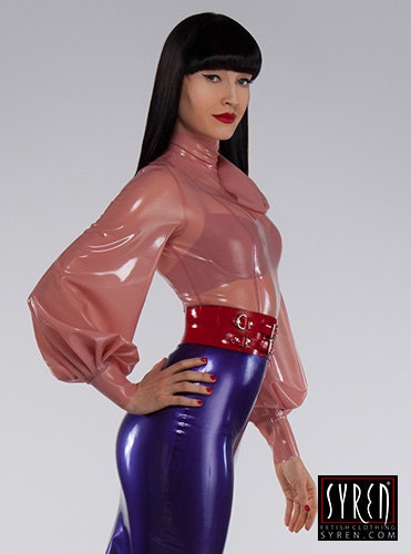 how for blouse to cut sleeves 3/4 Garbo Latex Blouse Syren Fashion Fetish