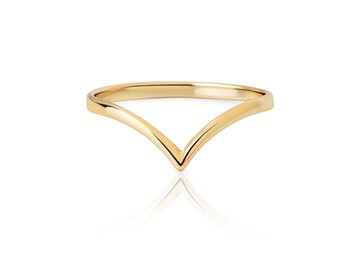 V ring - Gold ring - Simple gold ring - Minimal ring - minimal jewelry - stacking gold ring - v gold ring