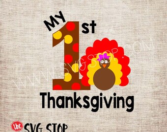 My 1st Thanksgiving Turkey Bow SVG, DXF, PNG, Jpg, Eps Cuttable and Printable Clipart Designs for Silhouette, Cricut, Sublimation Printing