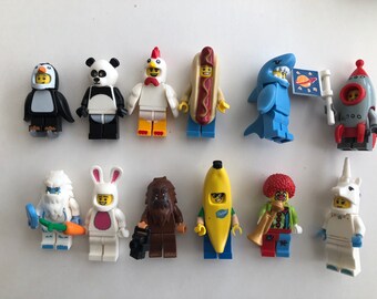 Custom animal people minifigures Penguin hotdog banana clown unicorn shark rocket yeti big foot rabbit chicken single sale