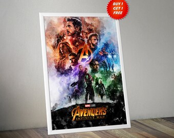 Avengers,Infinity War,Print,Art,Heroes,Thanos,Watercolour,Spiderman,Iron Man,Hulk,Thor,Marvel,Gift,Gift For Him,Gift For her,Captain America