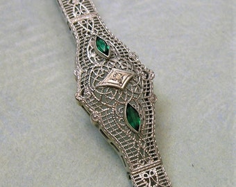 Antique 10K White Gold Filigree Bracelet, Antique Filigree Bracelet, Art Deco Bracelet, Filigree Bracelet (#3212)