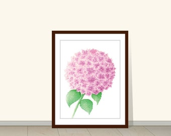 Hydrangea Painting, Hydrangea Print, Hydrangea Art, Hydrangea Watercolor, Hydrangea Wall Art, Hydrangea Decor, Pink Hydrangea, Hydrangea Art