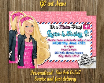 Barbie Invitation,Barbie Birthday Invitation,Barbie Party,Barbie Birthday Card,Barbie Printable,Girl Invitation,Digital Download