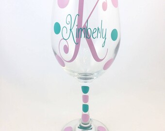 Personalized Wine Glass, Personalized Wine Glasses, Monogram Wine Glass, Monogram Wine Glass, Custom Wine Glass, Custom Wine Glasses